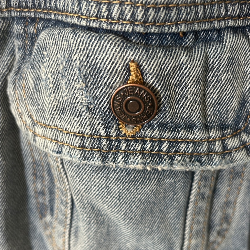Talula Light Blue Distressed Jean Jacket - Picture 3 of 6
